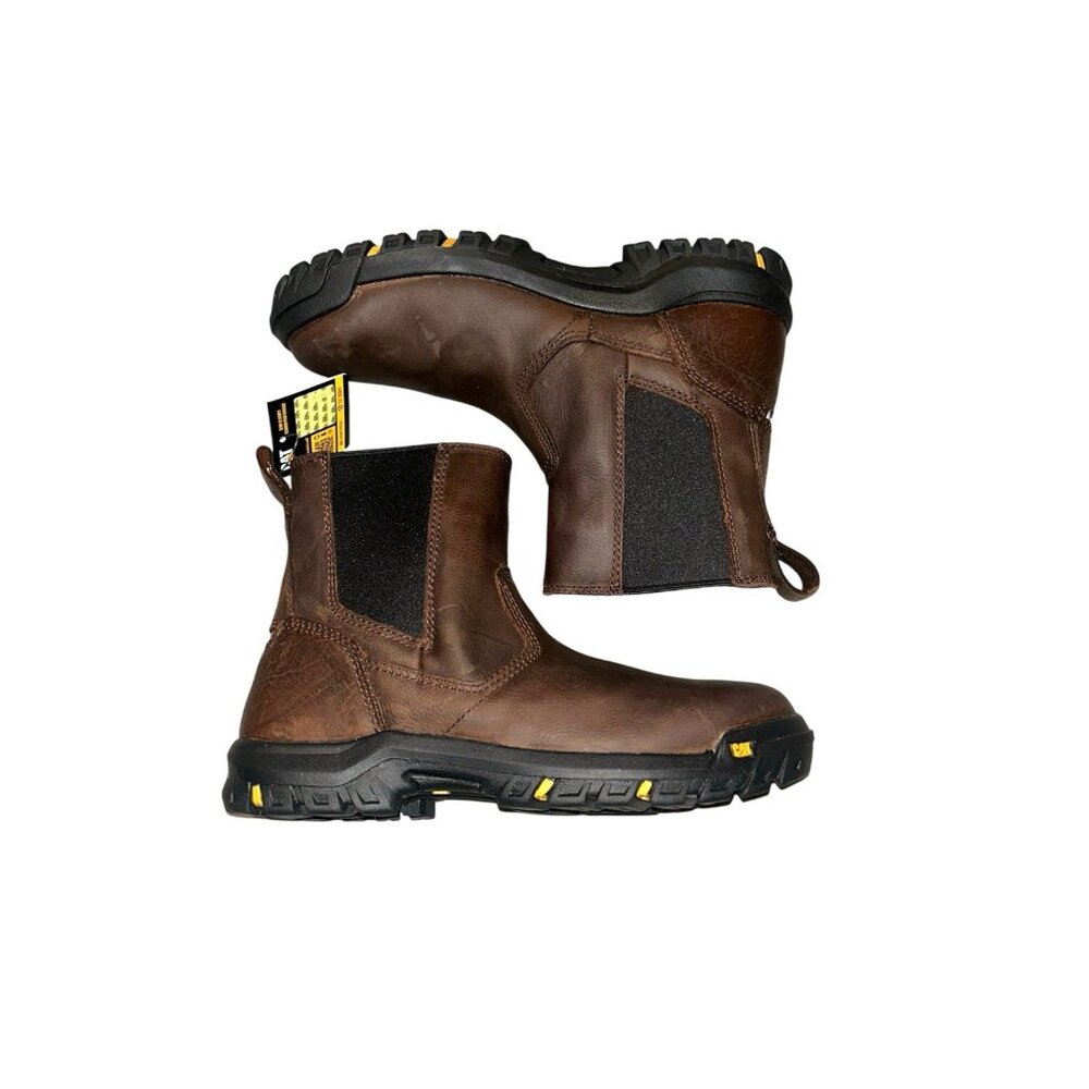 CAT Caterpillar Brown Wheelbase Soft Toe Slip On Outdoor Work Boots Men Size 7.5